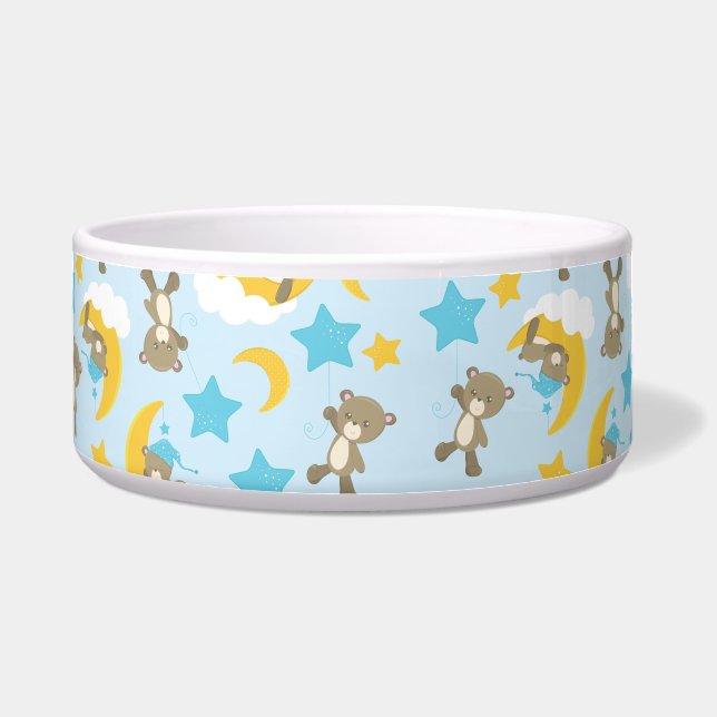 Patroon van Beren, stutten, teddydraden, sterren Voerbakje (Voorkant)