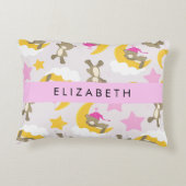 Patroon van Beren, teddyberen, sterren, Jouw naam Accent Kussen (Achterkant)