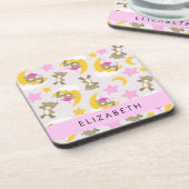 Patroon van Beren, teddyberen, sterren, Jouw naam Bier Onderzetter (Linkerzijde)