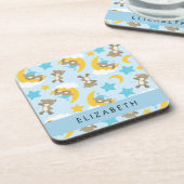 Patroon van Beren, teddyberen, sterren, Jouw naam Bier Onderzetter (Linkerzijde)