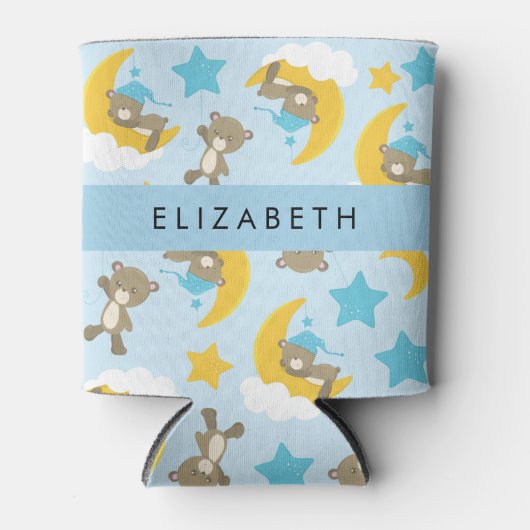 Patroon van Beren, teddyberen, sterren, Jouw naam Blikjeskoeler (Voorkant)