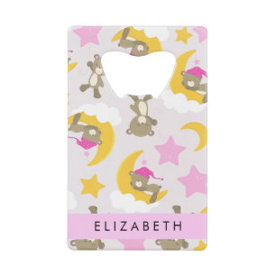 Patroon van Beren, teddyberen, sterren, Jouw naam Creditkaart Flessenopener