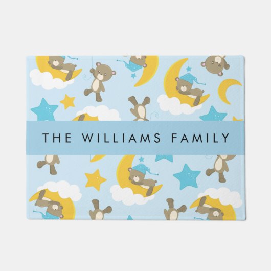 Patroon van Beren, teddyberen, sterren, Jouw naam Deurmat (Voorkant)