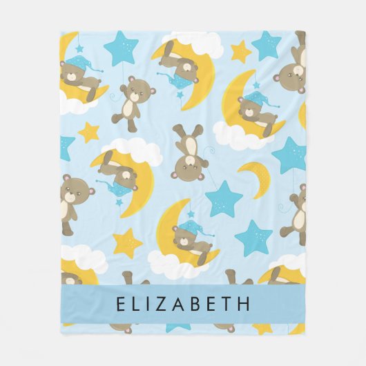 Patroon van Beren, teddyberen, sterren, Jouw naam Fleece Deken (Voorkant)