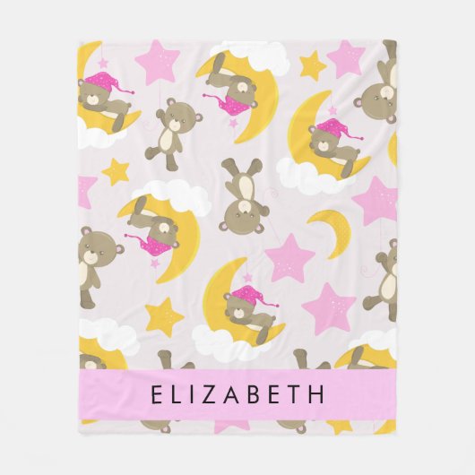 Patroon van Beren, teddyberen, sterren, Jouw naam Fleece Deken (Voorkant)