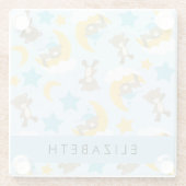 Patroon van Beren, teddyberen, sterren, Jouw naam Glazen Onderzetter (Achterkant)