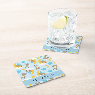 Patroon van Beren, teddyberen, sterren, Jouw naam Kartonnen Onderzetters