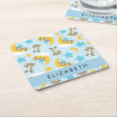 Patroon van Beren, teddyberen, sterren, Jouw naam Kartonnen Onderzetters (Schuin)