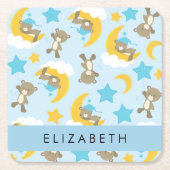 Patroon van Beren, teddyberen, sterren, Jouw naam Kartonnen Onderzetters (Voorkant)