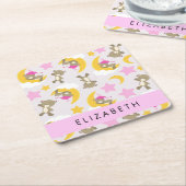 Patroon van Beren, teddyberen, sterren, Jouw naam Kartonnen Onderzetters (Schuin)