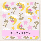 Patroon van Beren, teddyberen, sterren, Jouw naam Kartonnen Onderzetters (Voorkant)