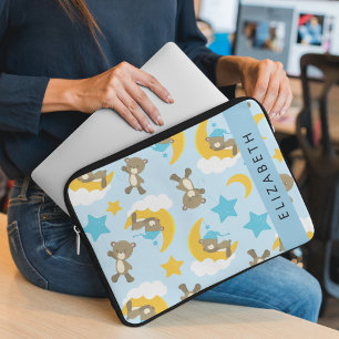 Patroon van Beren, teddyberen, sterren, Jouw naam Laptop Sleeve