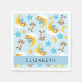 Patroon van Beren, teddyberen, sterren, Jouw naam Servet (Voorkant)