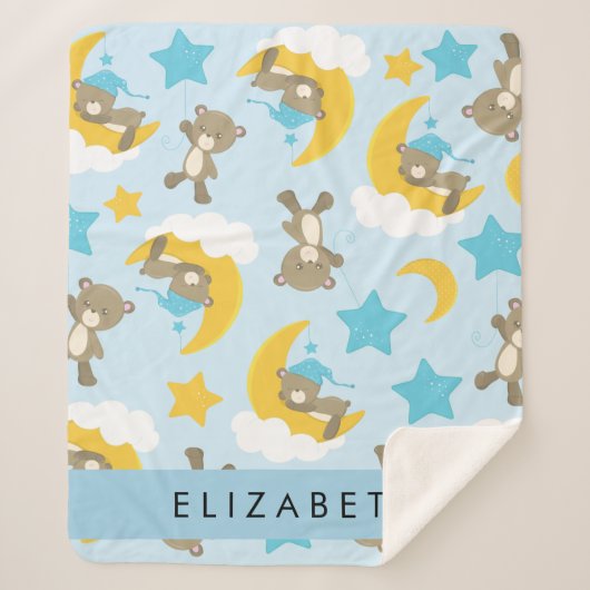 Patroon van Beren, teddyberen, sterren, Jouw naam Sherpa Deken (Voorkant)