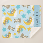 Patroon van Beren, teddyberen, sterren, Jouw naam Sherpa Deken (Voorkant (horizontaal))