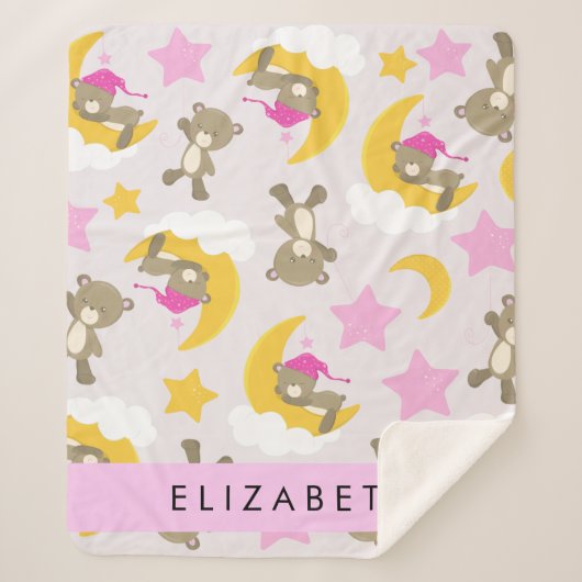 Patroon van Beren, teddyberen, sterren, Jouw naam Sherpa Deken (Voorkant)