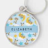 Patroon van Beren, teddyberen, sterren, Jouw naam Sleutelhanger (Voorkant)