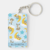 Patroon van Beren, teddyberen, sterren, Jouw naam Sleutelhanger (achterkant)