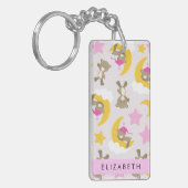 Patroon van Beren, teddyberen, sterren, Jouw naam Sleutelhanger (Voorkant Links)