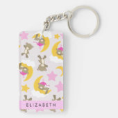 Patroon van Beren, teddyberen, sterren, Jouw naam Sleutelhanger (achterkant)