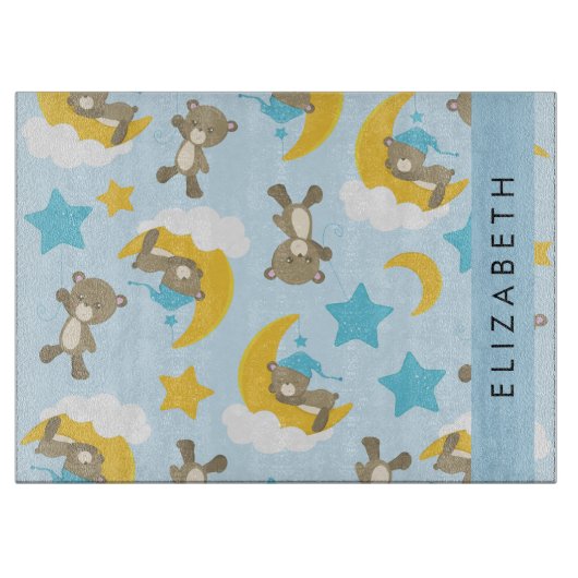 Patroon van Beren, teddyberen, sterren, Jouw naam Snijplank (Voorkant)