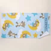 Patroon van Beren, teddyberen, sterren, Jouw naam Strandlaken (Voorkant)