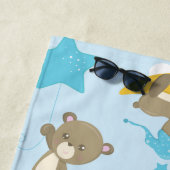 Patroon van Beren, teddyberen, sterren, Jouw naam Strandlaken (In situ)