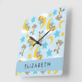 Patroon van Beren, teddyberen, sterren, Jouw naam Vierkante Klok (Hoek)