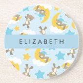 Patroon van Beren, teddyberen, sterren, Jouw naam Zandsteen Onderzetter (Voorkant)