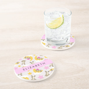 Patroon van Beren, teddyberen, sterren, Jouw naam Zandsteen Onderzetter