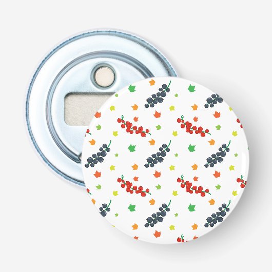 Patroon van bessen, rode bes, blauwe bes, fruit button flesopener (Voorkant)
