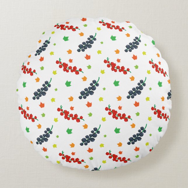 Patroon van bessen, rode bes, bosbes, fruit rond kussen (Voorkant)