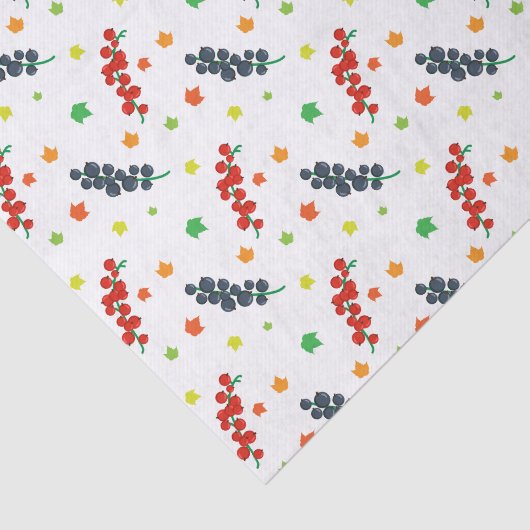 Patroon van bessen, rode bes, bosbes, fruit tissuepapier (Detail)