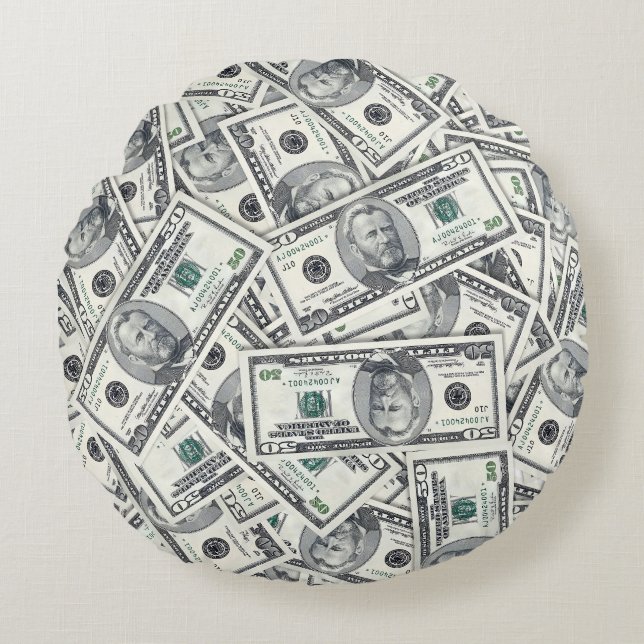Patroon van biljetten van vijftig dollar rond kussen (Voorkant)