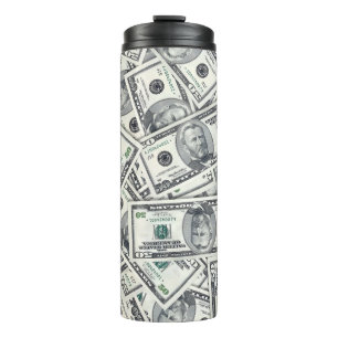 Patroon van biljetten van vijftig dollar thermosbeker