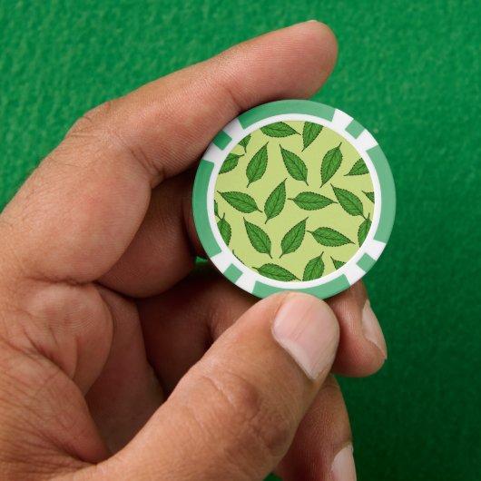 Patroon van bladeren, bladpatroon, voorjaarsblader poker chips (Hand)