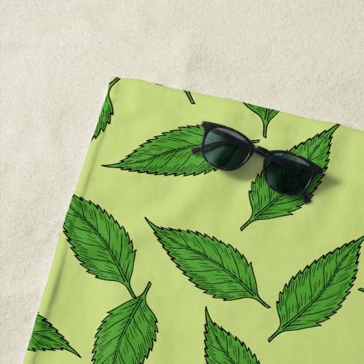 Patroon van bladeren, bladpatroon, voorjaarsblader strandlaken (In situ)