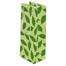 Patroon van bladeren, bladpatroon, voorjaarsblader wijn cadeautas