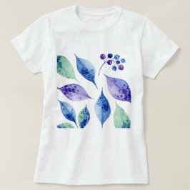 Patroon van bladeren en bessen t-shirt