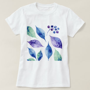 Patroon van bladeren en bessen t-shirt