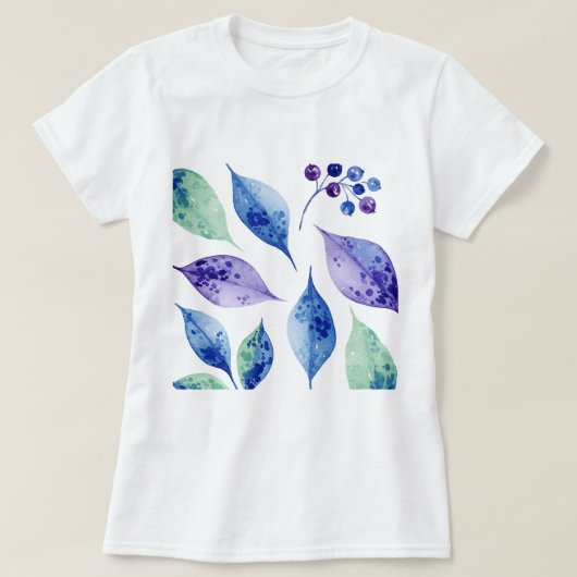 Patroon van bladeren en bessen t-shirt (Design voorkant)