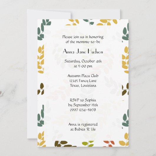 patroon van bladeren, kleurrijke bladeren, Baby sh Kaart (Voorkant)