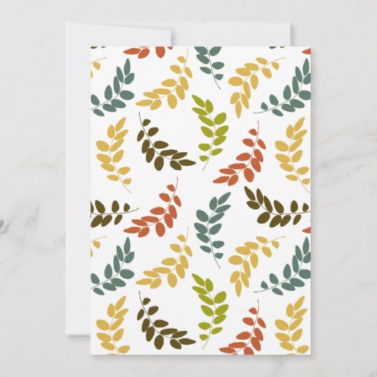 patroon van bladeren, kleurrijke bladeren, Baby sh Kaart (Achterkant)