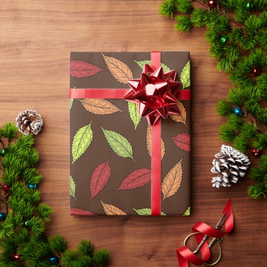 patroon van bladeren, kleurrijke bladeren, herfstb cadeaupapier (Feestdagen Geschenken)