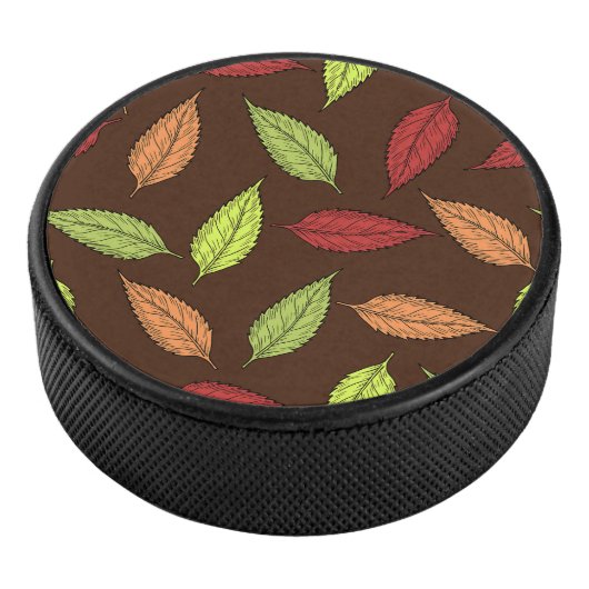 patroon van bladeren, kleurrijke bladeren, herfstb hockey puck (3/4)