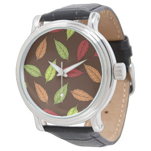 Patroon van bladeren, kleurrijke bladeren, herfstb horloge