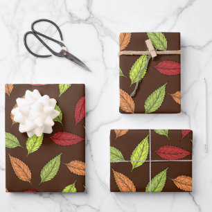 Patroon van bladeren, kleurrijke bladeren, herfstb inpakpapier vel