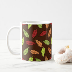 patroon van bladeren, kleurrijke bladeren, herfstb koffiemok