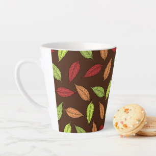 patroon van bladeren, kleurrijke bladeren, herfstb latte mok