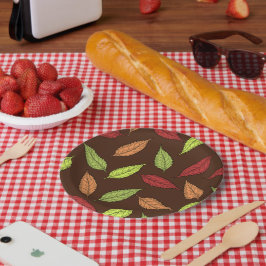 patroon van bladeren, kleurrijke bladeren, herfstb papieren bordje